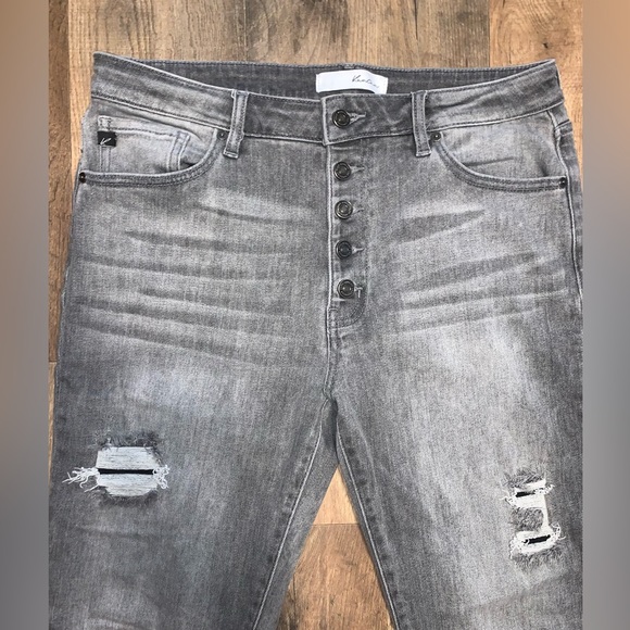 KanCun gray distress button fly skinny jeans size 13 NWOT - Picture 3 of 5